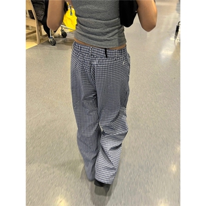 B3068#S-2XL(原版复合面料高质量阔腿裤50%棉50%涤纶)P40蓝色图片