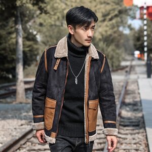 模特外景 大码 冬季皮毛一体男加绒加厚外套Z131-P240 主推图片