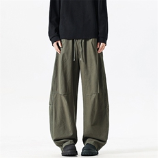 美式弯刀水洗工装设计感褶皱阔腿休闲拖地裤男长裤K5208-特P44，男装工装外套，电商A009A（原A058A）