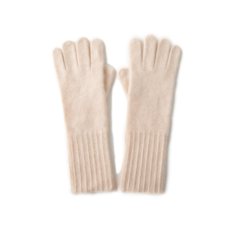 2025年新款百搭男女通用双股加厚保暖翻边分指手套，手套，轩妮羊绒