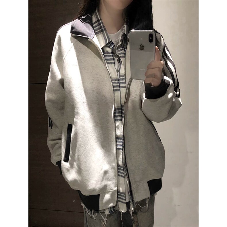 抖音得物高品质26春装美式高街重磅结构拼接织带立领卫衣外套CM42,女装短外套,电商A486-1