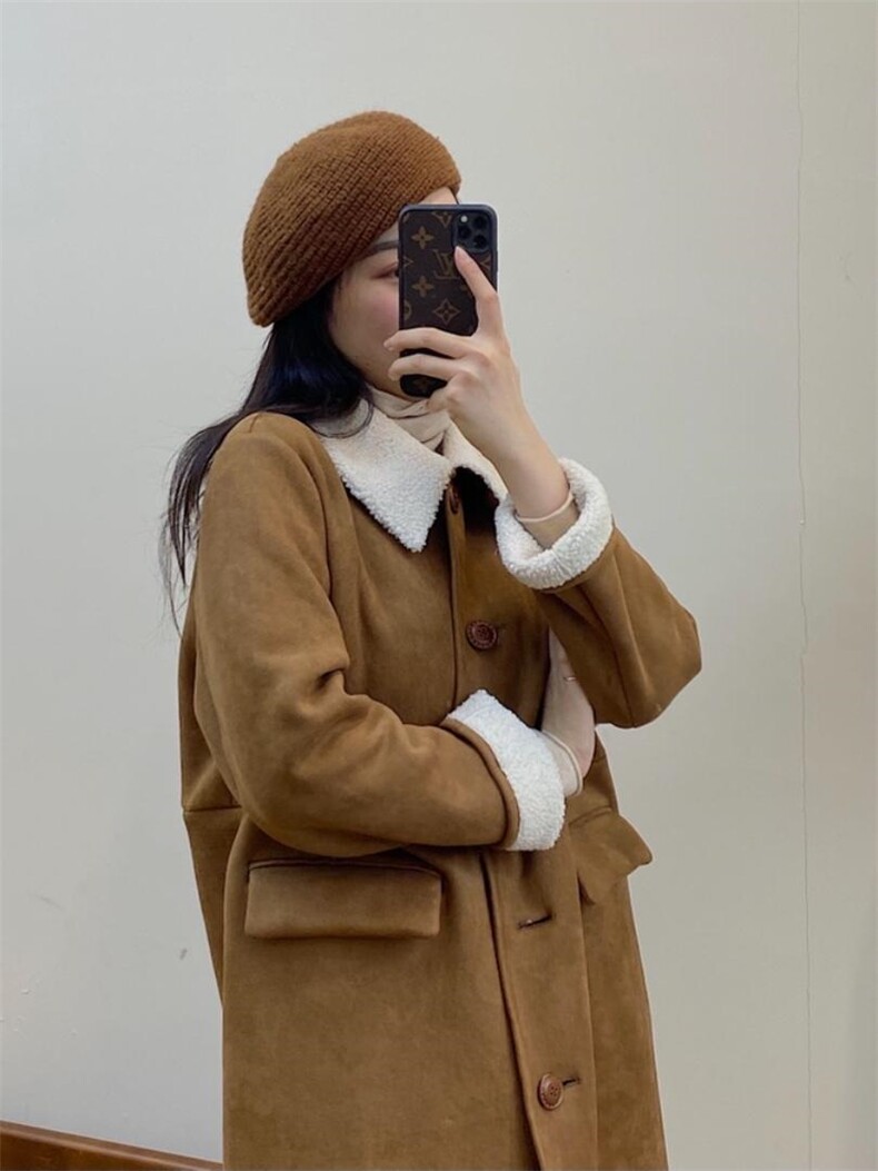 独屿麂皮复合颗粒外套现货，其它，独屿