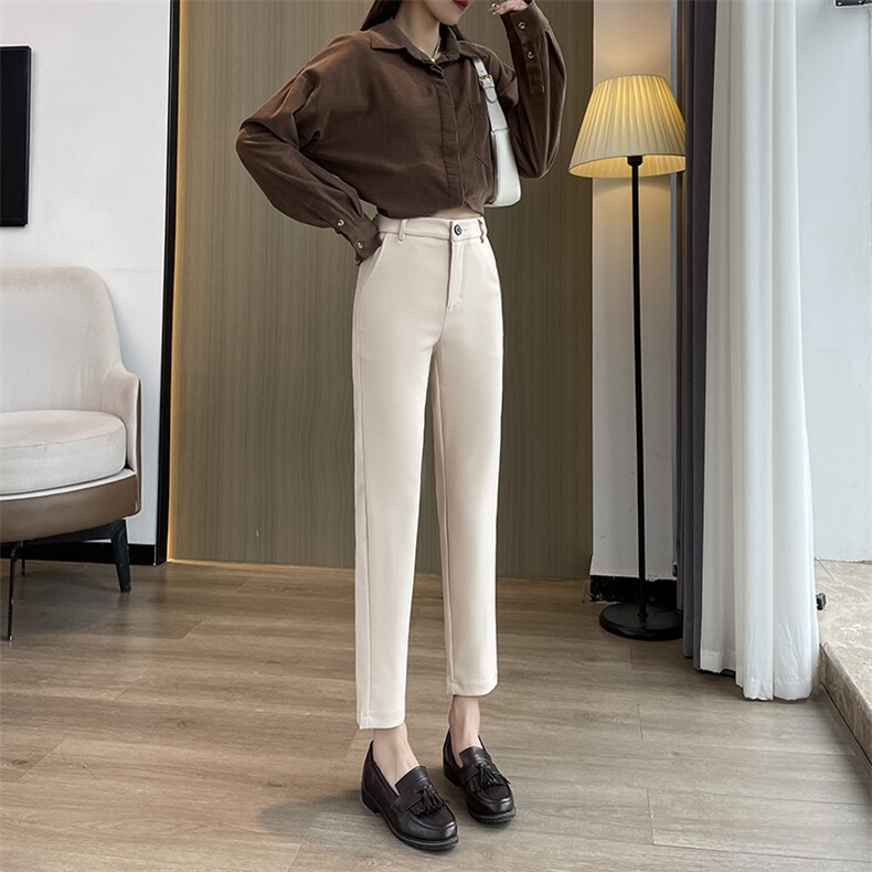 弹力黑色西装裤女2024新款八九分休闲小脚西裤烟管萝卜裤子春秋,女装休闲裤,云美莎专业女裤-全店现货