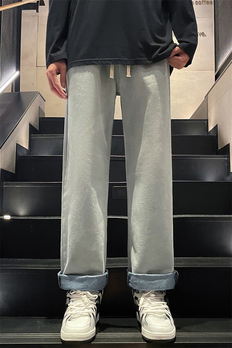 新款直筒男女宽松阔腿休闲裤美式高街水洗牛仔裤B381-1/771P48,男装牛仔裤,电商B381-1