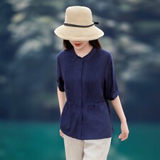 2026年春季短袖亲肤透气宽松薄文艺风，女装衬衫，江南依恋