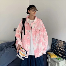 扎染牛仔衣男春秋外套法式情侣宽松小众ins潮牌欧美高街韩风chic，男装工装外套，星座1210-1