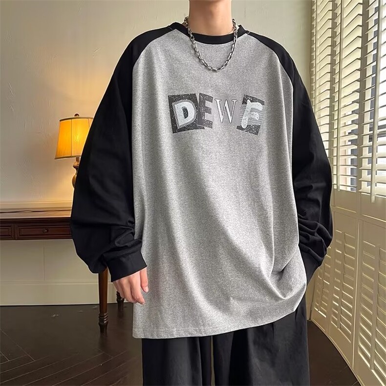 纯棉拼色插色印花打底长袖卫衣T350P38,男装卫衣,星座1116-2
