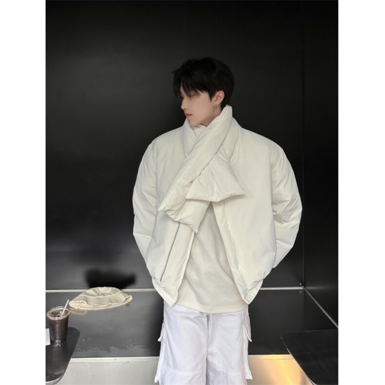 （现货）白色棉服面包服短款自制款,男装棉衣,星座910A