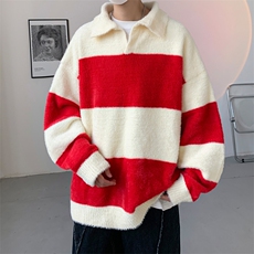 8XL-M特大码冬季毛衣线衣男士外套宽松套头潮条纹马海毛MY1207P58，男装针织衫/毛衣，电商D206-1