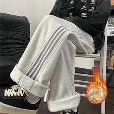现货华棉渐变加绒三条杠裤子男款运动裤常规P40加绒特45控6878，男装休闲裤，电商D205