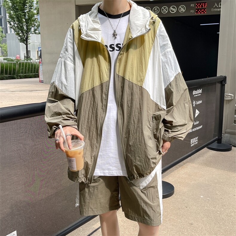 时尚连帽防晒套装男夏季运动风拼色防晒衣夹克XZ514-2-1607-P98,男装防晒衣,星座514-2(原B239)