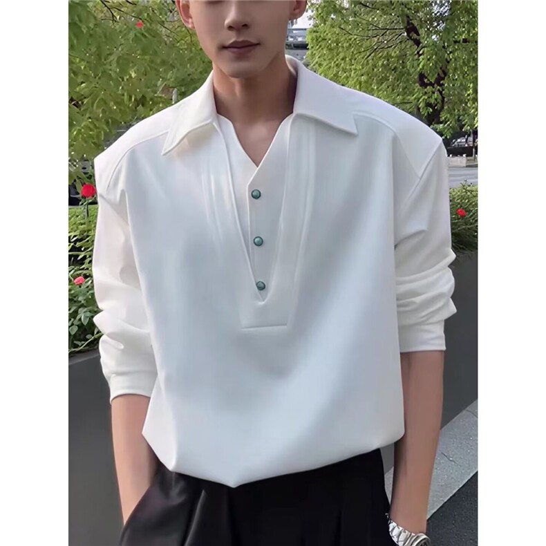 慵懒日系文艺百搭时尚简约长袖POLO流行新款潮流原宿ins气质,男装Polo衫,星座506A