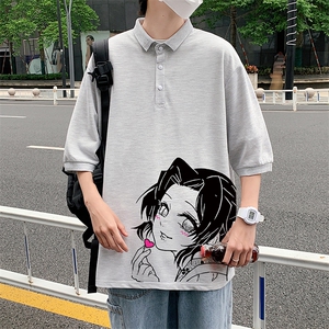 PL57153-P35 翻领短袖polo衫男大码胖子半袖t恤男有领保罗衫 模特图片