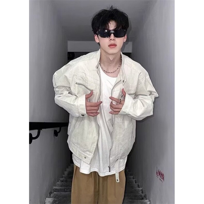 美式百搭潮牌外套男秋冬款复古立领工装哈灵顿夹克 JK103图片