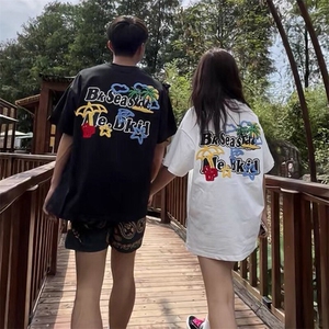 万针全刺绣工艺抖音得物高品质260克重磅纯棉双纱美式高街短袖T恤图片