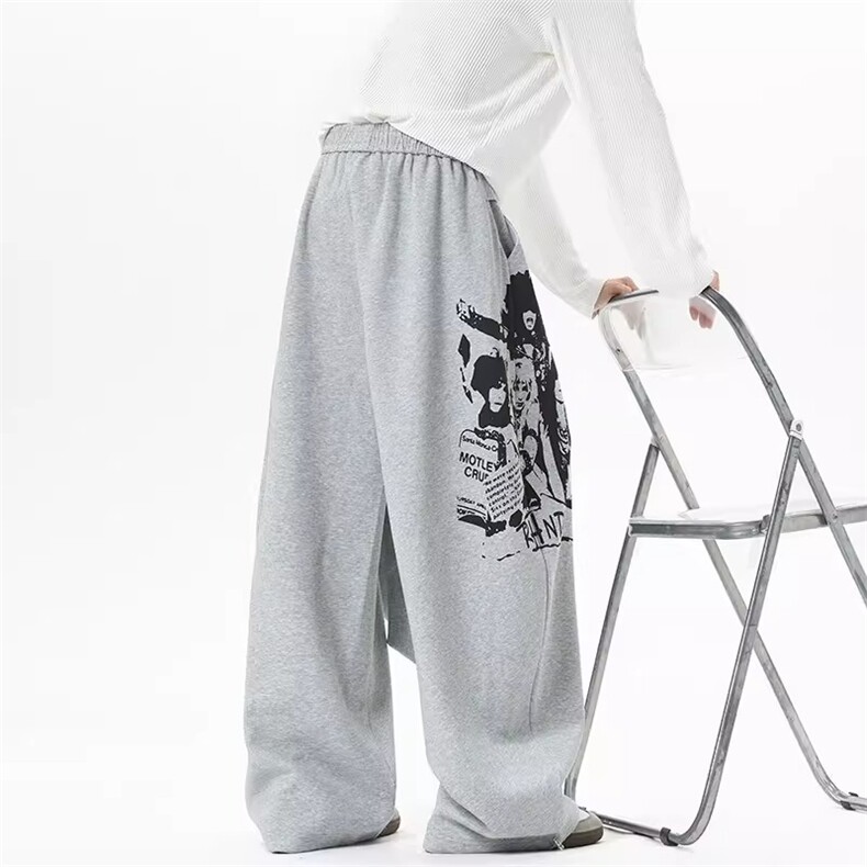 1506/QC130/P48美式覆古字母绑带叠穿弯刀卫裤男女潮牌宽松阔腿裤,男装休闲裤,星座1506