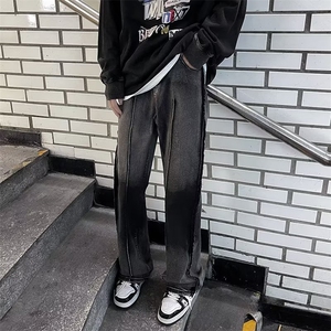 秋冬款时尚潮男百搭宽松牛仔裤男图片