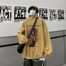 水洗做旧加绒加厚卫衣男23冬高领人物印花打底衫XZ514-2-X57-P78，男装T恤，星座514-2(原B239)