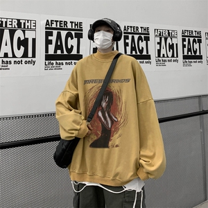 水洗做旧加绒加厚卫衣男23冬高领人物印花打底衫 XZ514-2-X57-P78图片