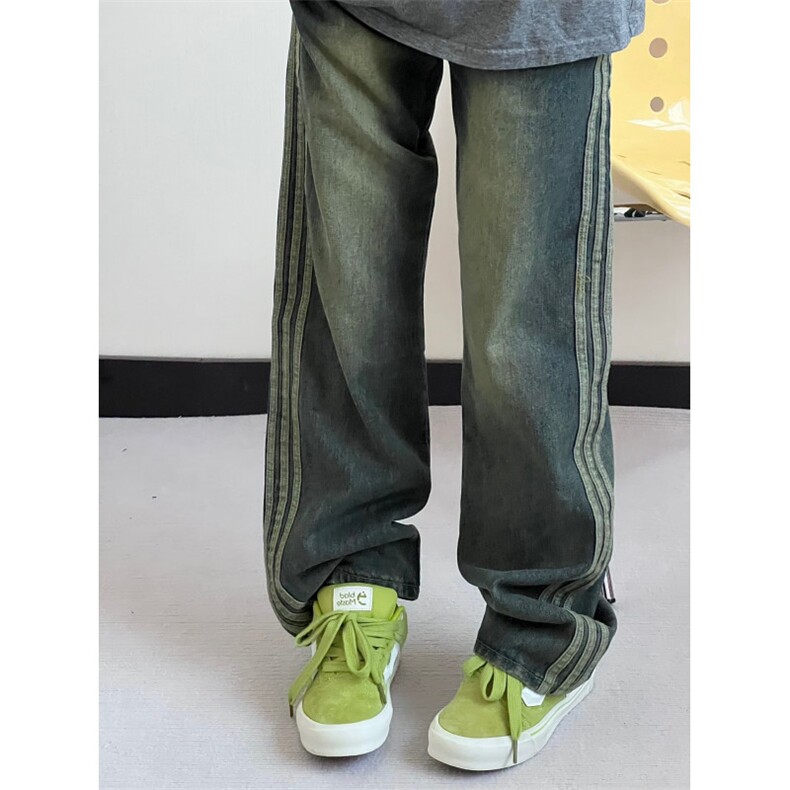 【有货】三条杠牛仔裤美式oversize裤子高街直筒阔腿K901LL-特45,男装牛仔裤,星座1007（原301D）