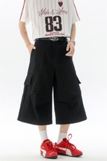 8XL-M褶皱工装牛仔短裤男夏季美式复古多口袋七分裤子QK27002P58，男装牛仔裤，电商B312