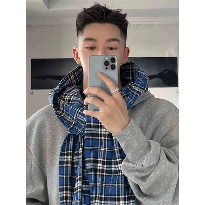 706-1-WY940-P88港风男士格子假两件卫衣情侣休闲美式帽衫外套,女装短外套,星座706-1
