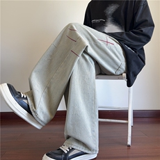 抖音美式复古水洗磨毛牛仔裤宽松直筒裤子B315-K23414-p55控68，男装牛仔裤，电商B315