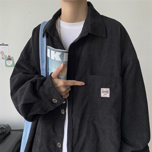 20秋冬 灯芯绒外套长袖韩版衬衫宽松衬衣情侣男女ins潮 H202/P45图片
