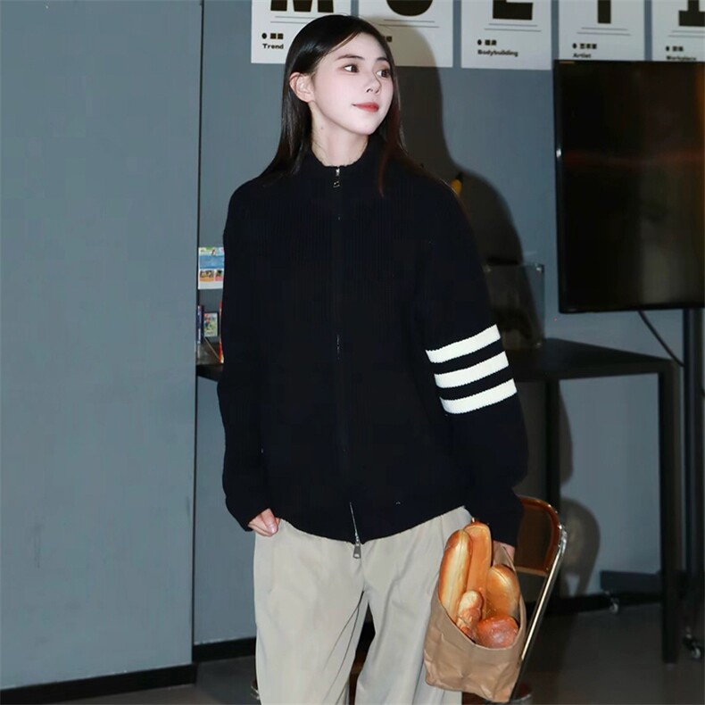 重磅秋冬北极绒开衫毛衣美式复古休闲慵懒风男女立领针织衫外套,男装针织衫/毛衣,电商A486-1