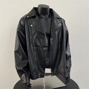欧美街头潮流宽松机车服皮衣男痞帅气飞行员皮夹克外套 PY1012图片