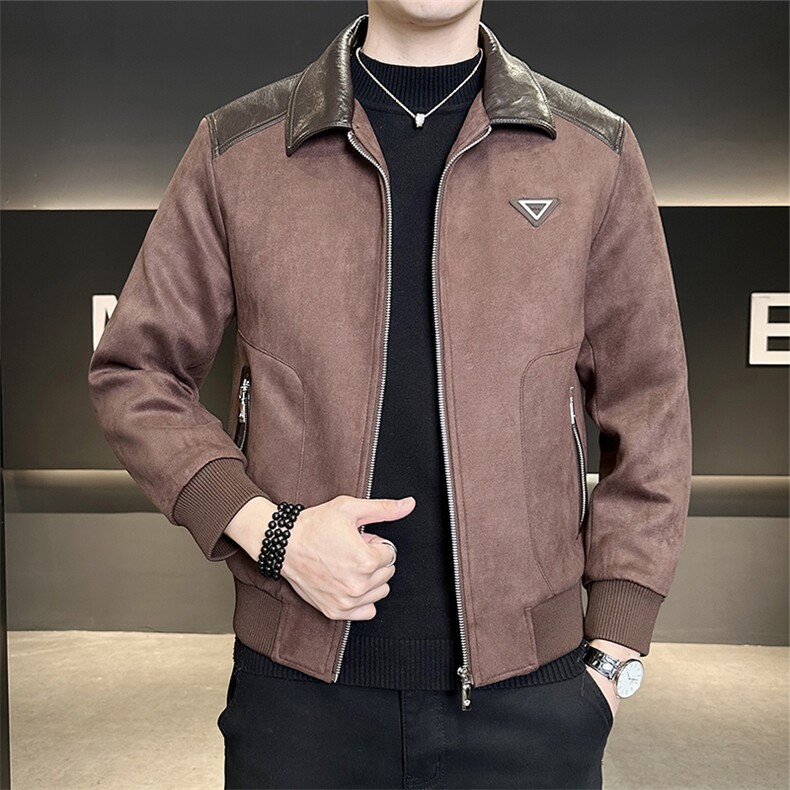 鹿皮绒翻领夹克式羽绒服男标50白鸭绒外套潮B317/2521/P195,男装夹克,电商B317