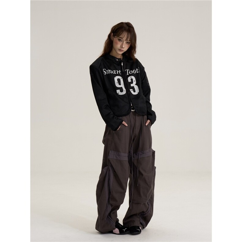 JL0695-P55美式复古辣妹字母印花网纱外套女2025新款宽松休闲上衣,女装短外套,电商C233
