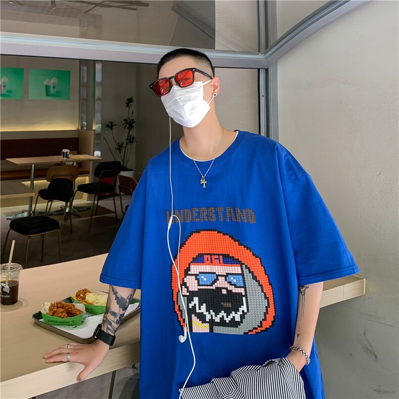 T恤2026夏季新款潮流圆领男港风时尚印花短袖B299-X5299-P30控49,男装T恤,电商A061-1