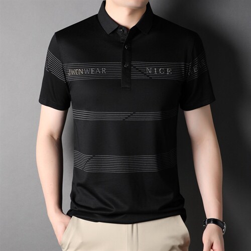 夏季新款男士翻领短袖t恤中年有领男装上衣服休闲POLO衫图片
