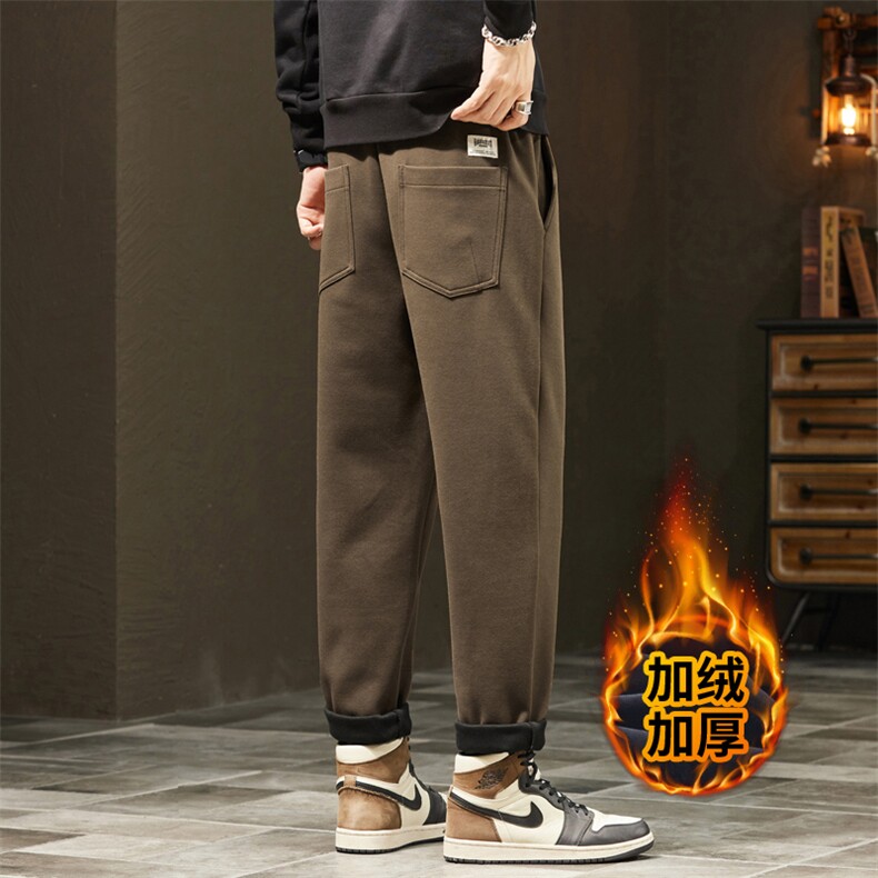 特批加厚休闲裤男生秋冬季宽松直筒阔腿运动长裤J830-P40/加绒P50,女装休闲裤,星座509