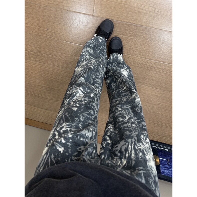B221 美式ins高街暗黑宽松直筒印花牛仔裤LK25439-特P45控78图片