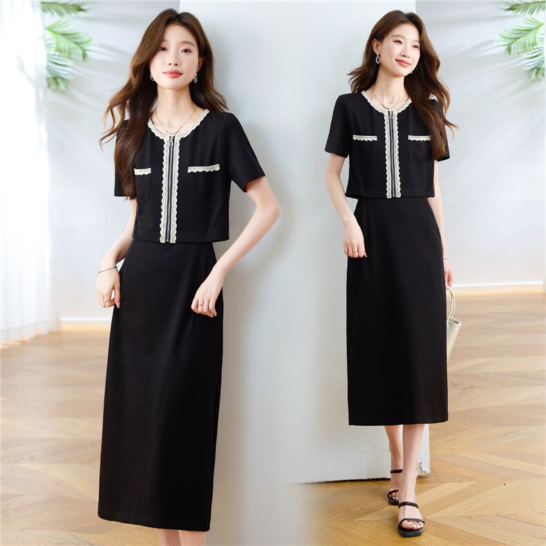 小香风时尚气质假两件连衣裙女2025夏季新款修身显瘦洋气减龄裙子，女装连衣裙，布芭啦