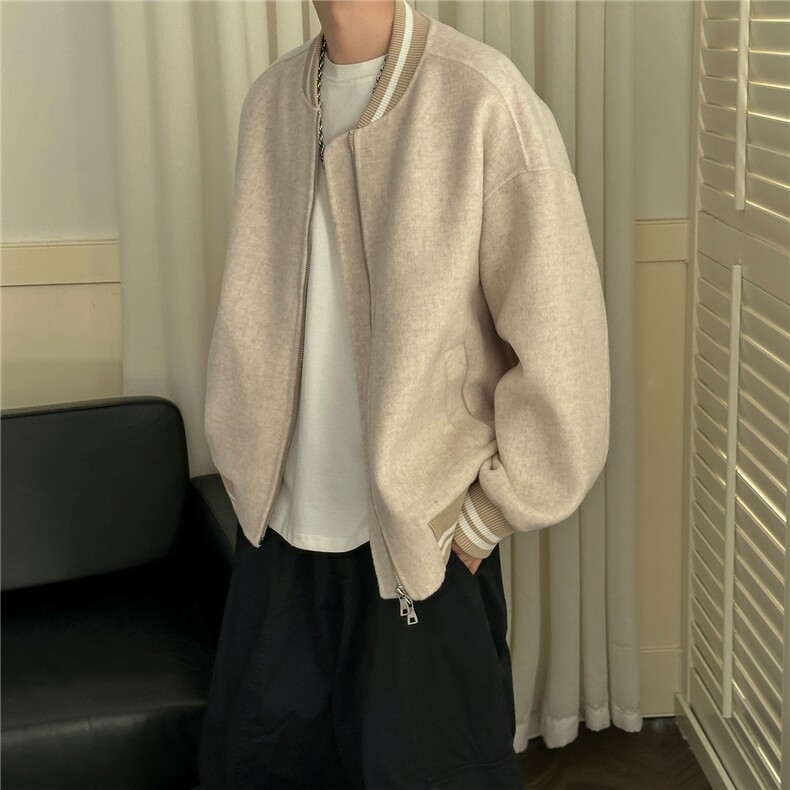 现货羊毛呢料外套男宽松休闲棒球服A351-AJ2641-P115控188,女装短外套,电商A351