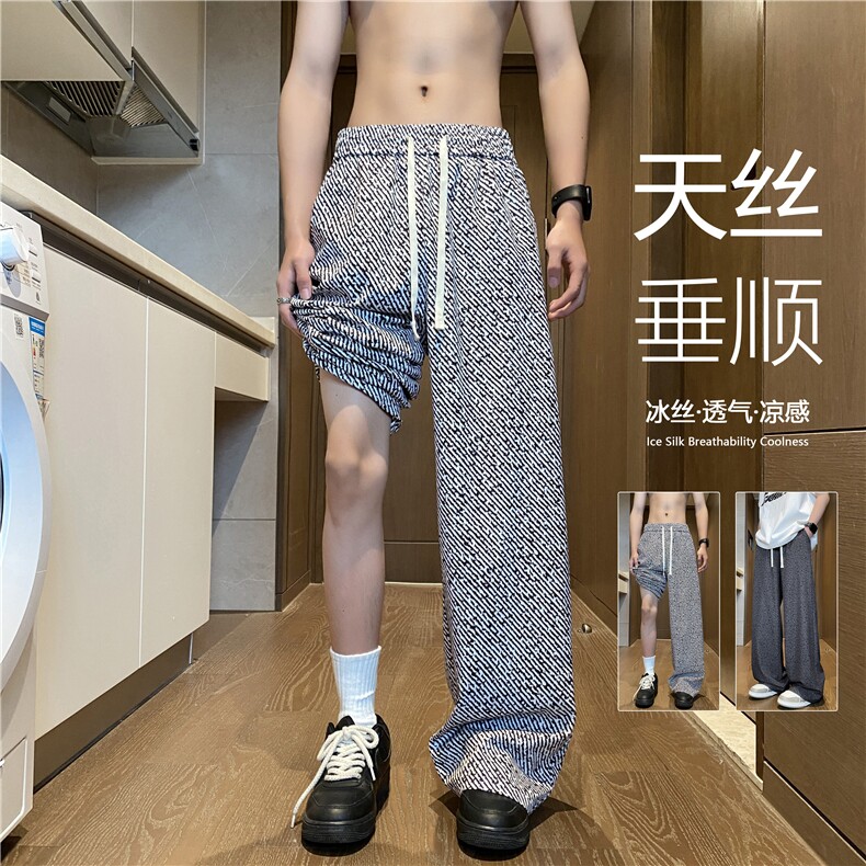 2025夏季新款潮流设计感冰丝宽松休闲裤B315-K25750-特p25控48图片