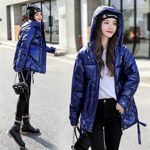 2020冬装新款棉服女短款韩版亮皮棉衣女外套加厚棉服亮色