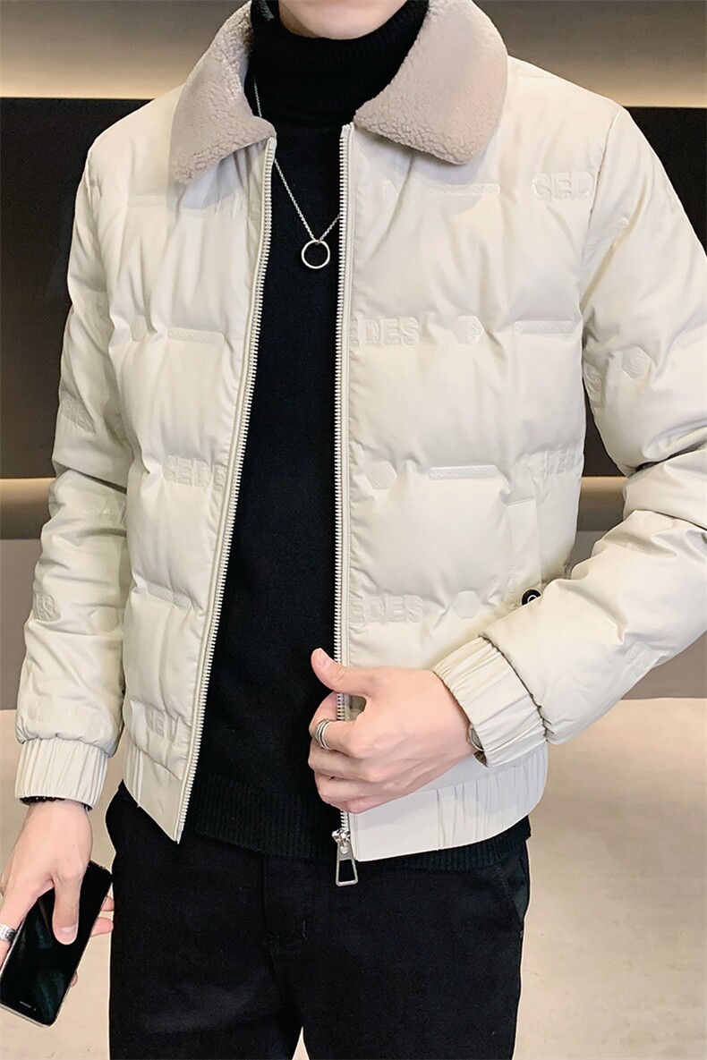 羊羔毛领男外套帅气休闲白鸭绒羽绒服男PU皮上衣B317/PY105/P165,男装羽绒服,电商B317