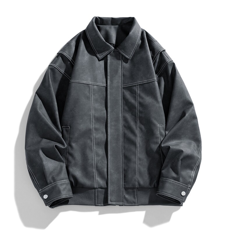 美式复古翻领皮衣外套男美拉德高级感麂皮绒情侣夹克JK232-P85，男装夹克，星座308B-2