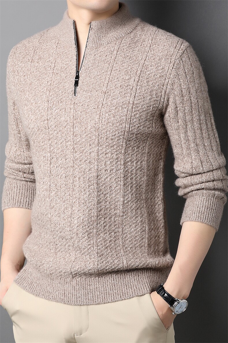 D77669钱塘2020-2中年男士秋冬季厚款加厚商务休闲半高领P92,男装针织衫/毛衣,钱塘207-2