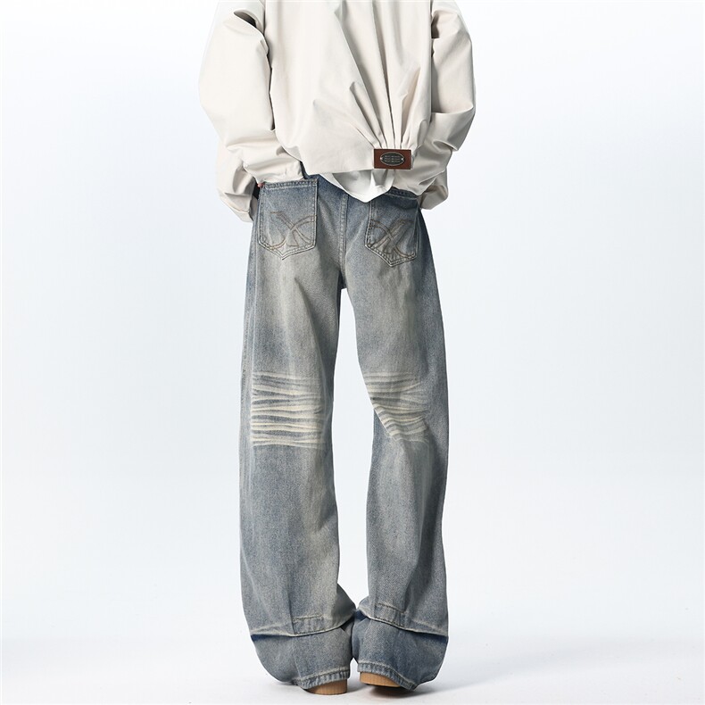 XZ1011-8510-P55控88后裤脚打折直筒洗水牛仔裤，男装牛仔裤，星座B271