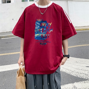 量大优供抖音视频 支持得物品质配合二开 美式三条杠短袖t恤ZD230图片