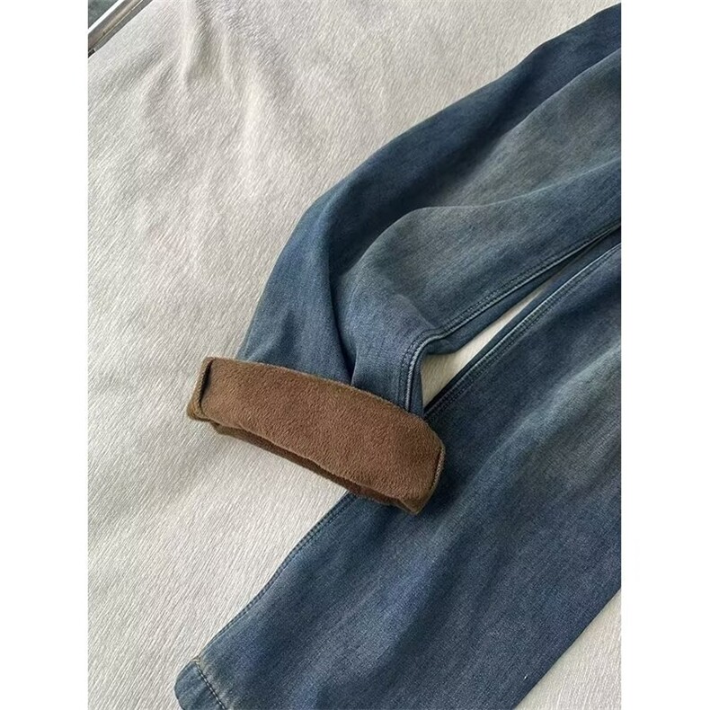 加绒牛仔裤男女韩版潮流保暖2025冬季ins长裤RK3332-P50,男装牛仔裤,星座412-3