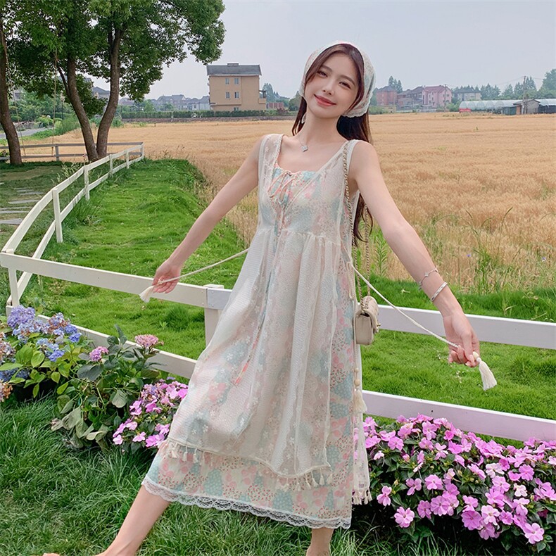 新款现货主推度假风三件套连衣裙9852-P125-K178,女装连衣裙,2C129