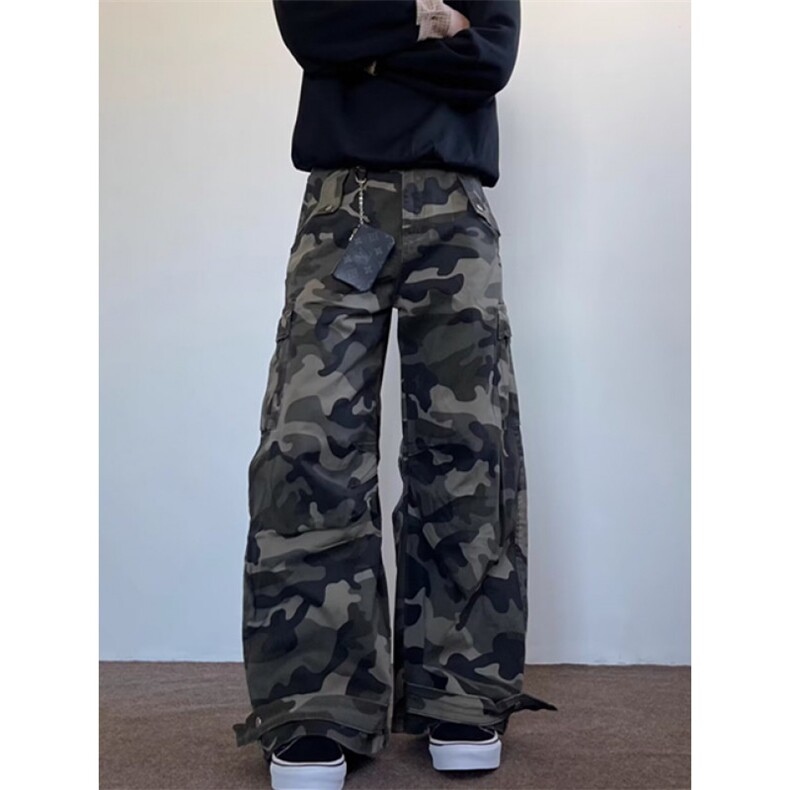 街头工装多口袋迷彩裤男女宽松直筒阔腿百搭弯刀休闲KS836,男装工装外套,星座1116A（原606A-3）