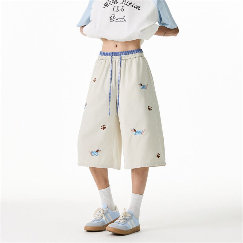 2025夏季新款设计感腊肠狗刺绣七分裤B315-K25775-特p30控58,男装休闲裤,电商B315