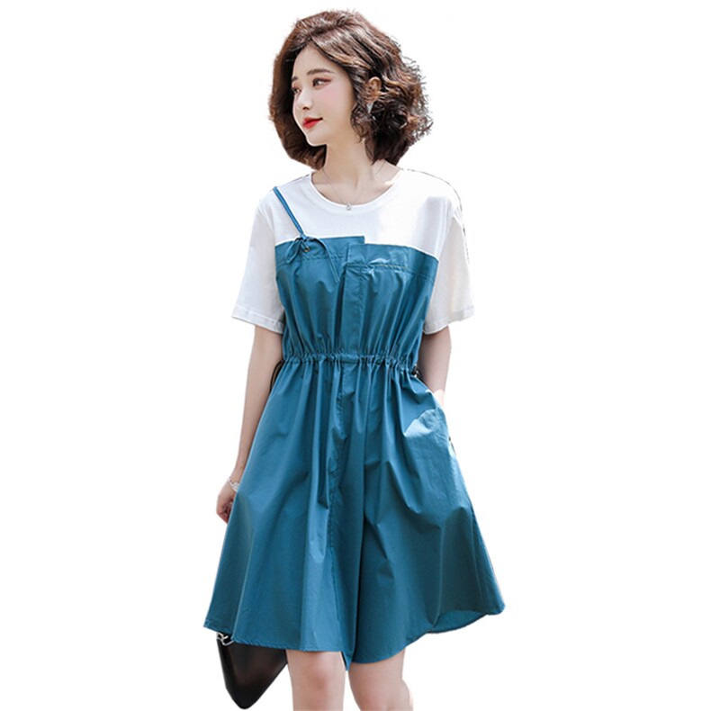 短袖连衣裙女2023夏季新款女装韩版时尚气质休闲裙子，女装连衣裙，慧尚依恋